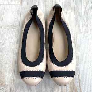 Stuart Weitzman Giveable Leather Colorblock Ballet Flats | Black/Nude Size 6.5